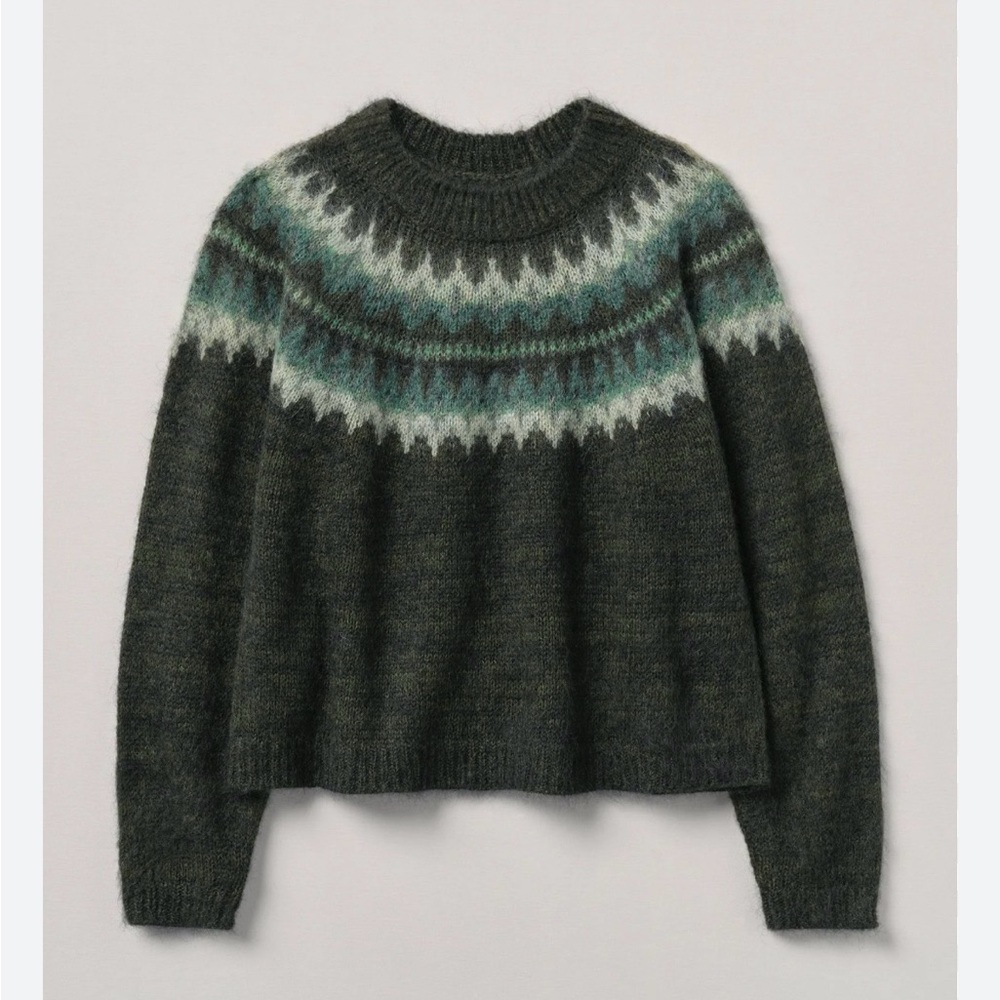Fair Isle Yoke Green Mohair Sweater